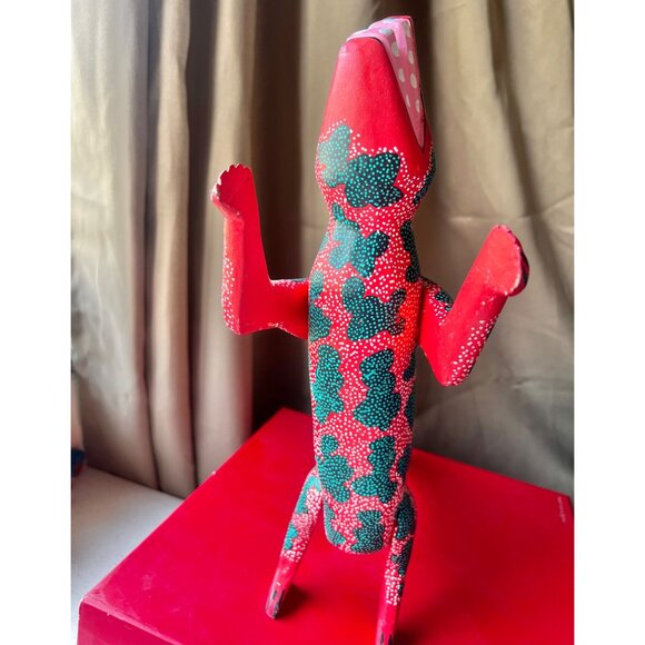 Signed Alebrije Lizard By Francisco Sosa Ojeda Mexico Folk Art Wood Sculpture - Picture 2 of 12